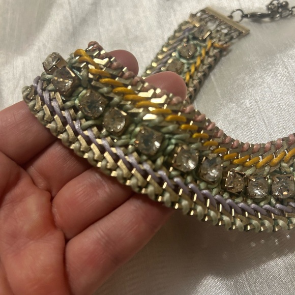 Multicolor Woven necklace with Rhinestones - Picture 6 of 8